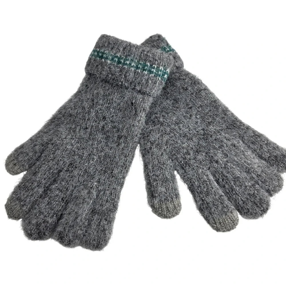 Time and Tru Striped Touchscreen Gloves Gray‎ Winter Accessory
